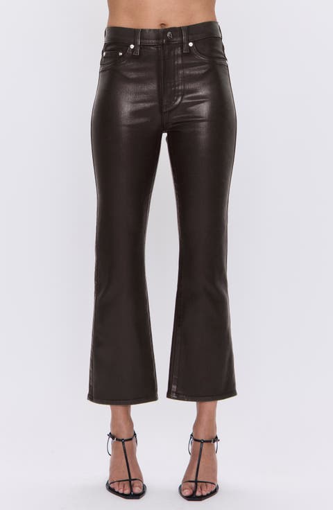 Lennon Coated Ankle Flare Jeans (Coated Mocha)