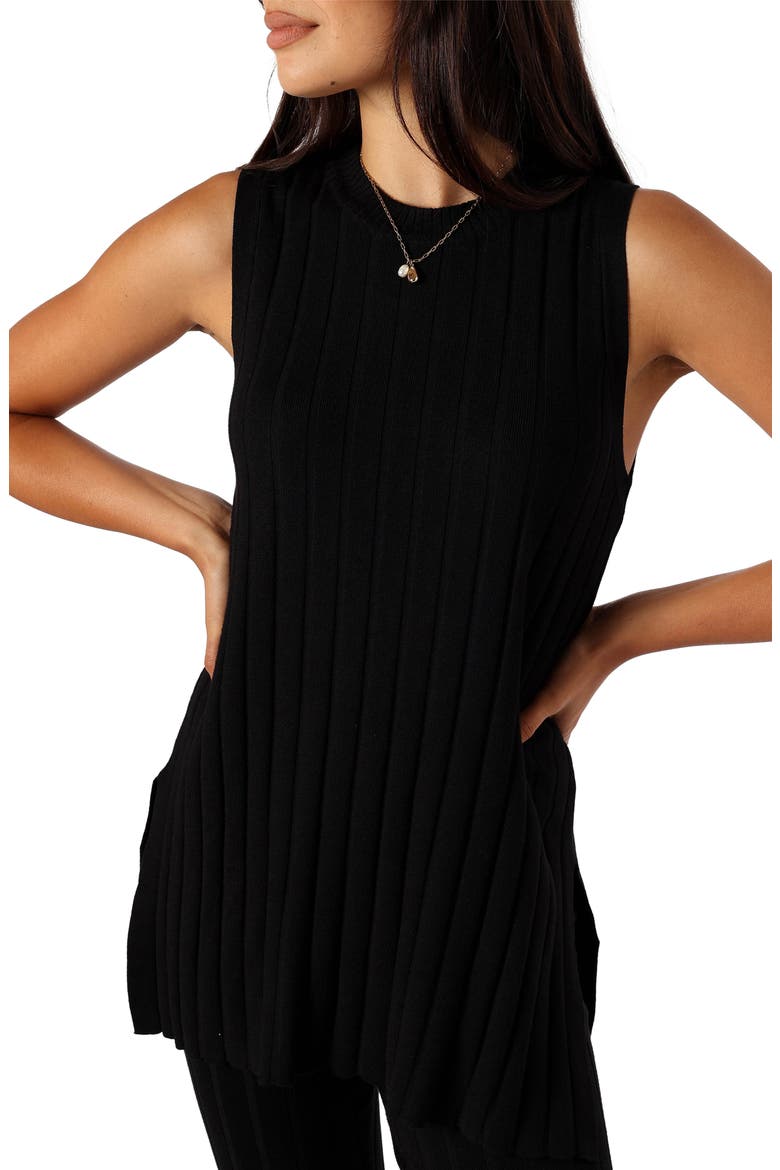 Silvie Wide Rib Sweater Tank & Straight Leg Pants Set, Alternate, color, BLACK