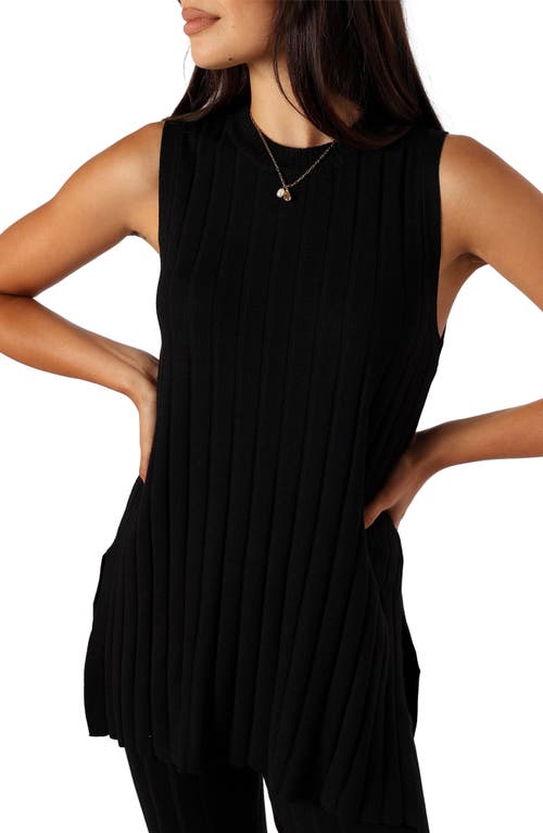Petal And Pup Petal & Pup Silvie Wide Rib Sweater Tank & Straight Leg Pants Set In Black