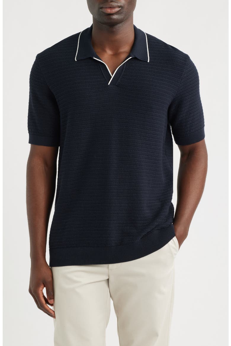 Short Sleeve Sweater Polo, Main, color, DARK SAPPHIRE