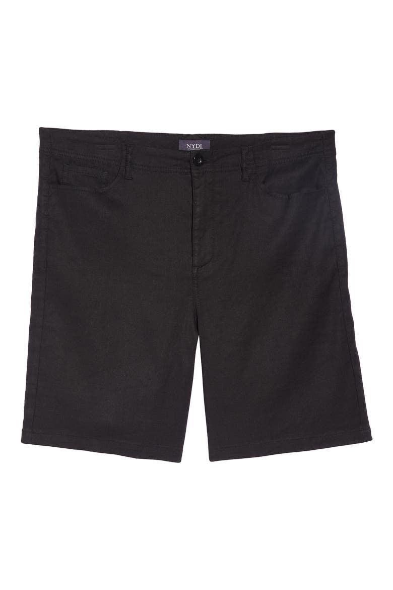 Linen Blend Bermuda Shorts, Alternate, color, BLACK