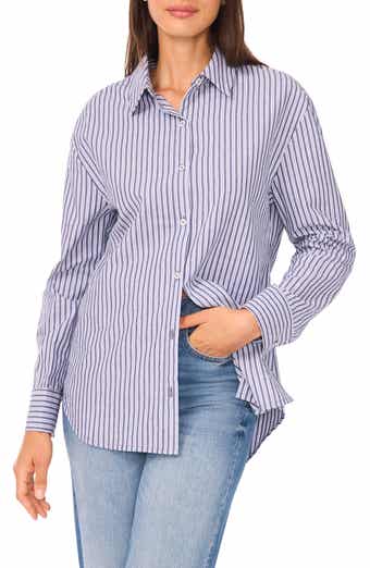 Halogen® Stripe Poplin Button-Up Shirt