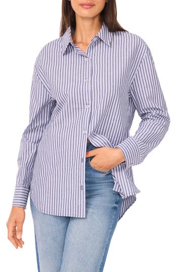 Halogen ® Stripe Poplin Button-up Shirt In Blue