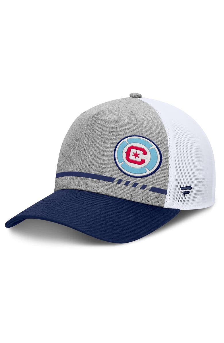 FANATICS Men's Fanatics Heather Gray Chicago Fire Low Block Trucker Adjustable Hat, Main, color, 