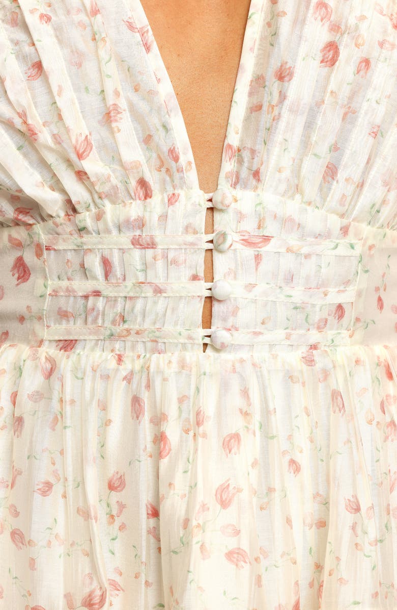 Petal & Pup Tamsin Tiered Minidress, Alternate, color, Cream Coral Floral