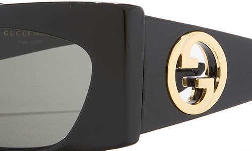 Gucci 62mm Rectangular Sunglasses In Black Black Grey