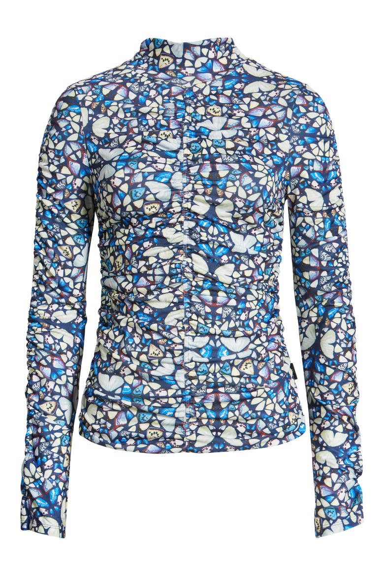 Gianie Gathered Skinny Long Sleeve Top, Alternate, color, MID BLUE