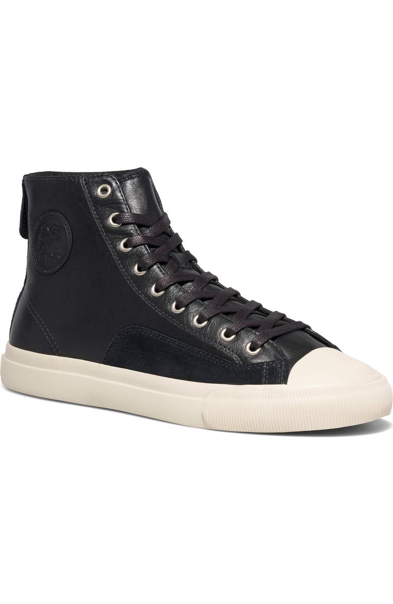 P.F. Flyers All-American Luxe High-Top Leather & Suede Sneaker, Main, color, Black
