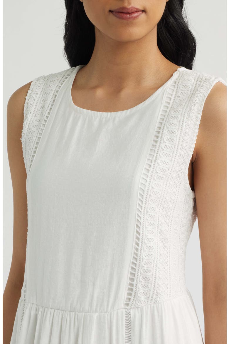 Eyelet Trim Midi Dress, Alternate, color, WHITE