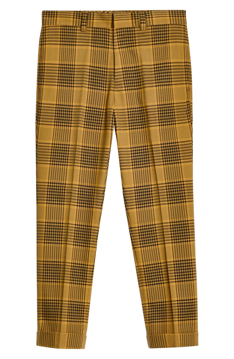 Topman Plaid Slim Fit Crop Trousers, Alternate, color,