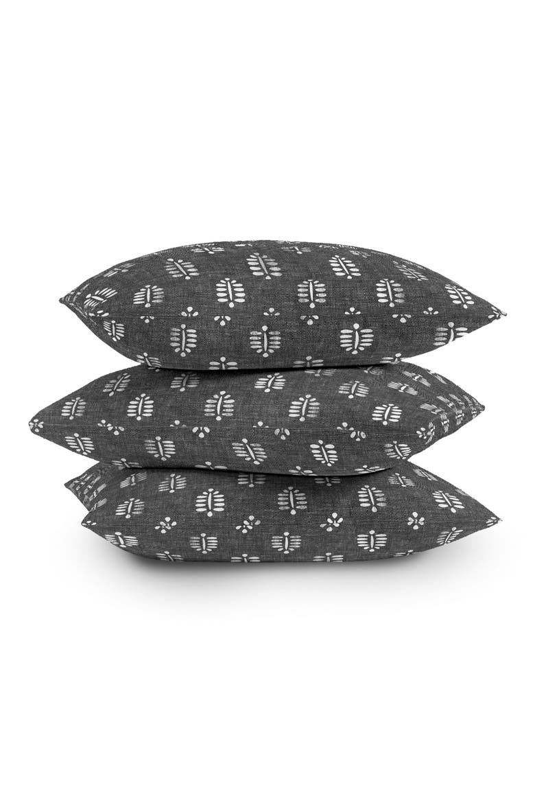 Fern Print Throw Pillow, Alternate, color, BLACK