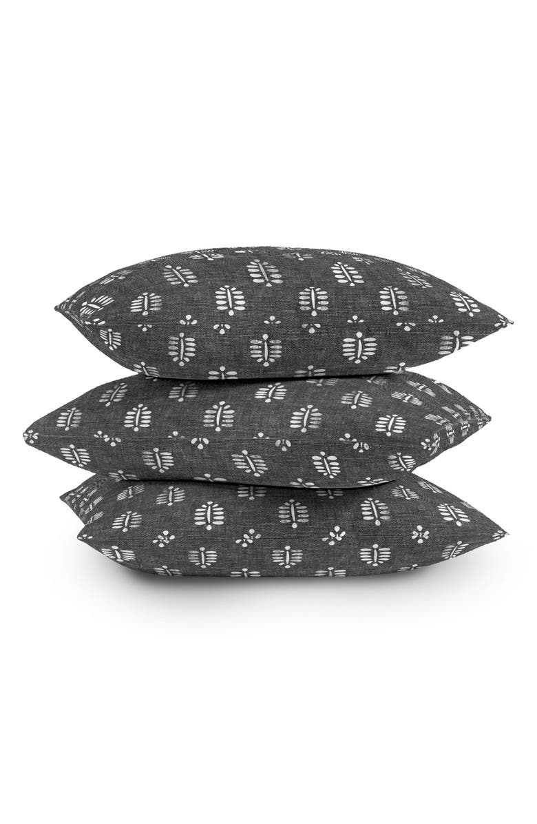 Deny Designs Fern Print Throw Pillow, Alternate, color, Black