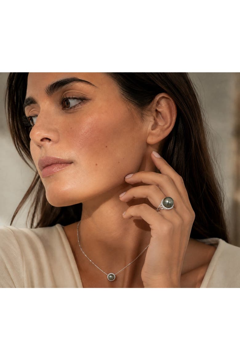 Tahitian South Sea Pearl & Diamond Bella Ring, Alternate, color, White Gold