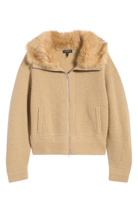 Amelia Faux Fur Zip Up Cardigan