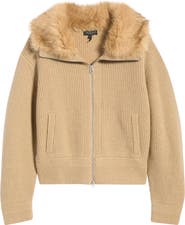 rag & bone Amelia Faux Fur Zip Up Cardigan
