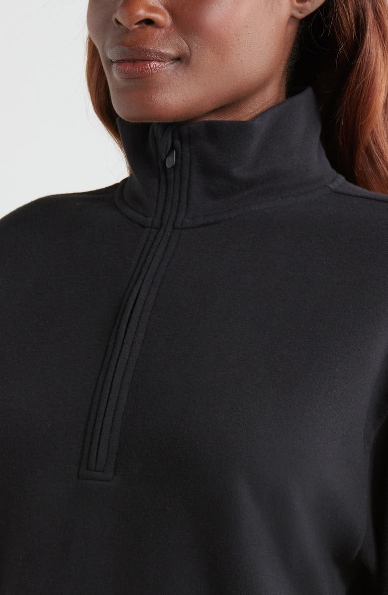 Zella Cloud Fleece Long Sleeve Quarter Zip Dress, Alternate, color,