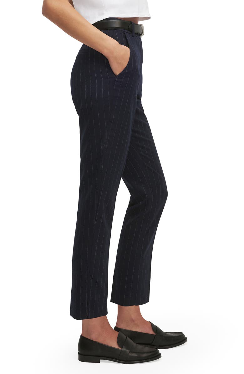 Favorite Daughter The Favorite Pinstripe Cigarette Ankle Pants, Alternate, color, Navy Pinstripe