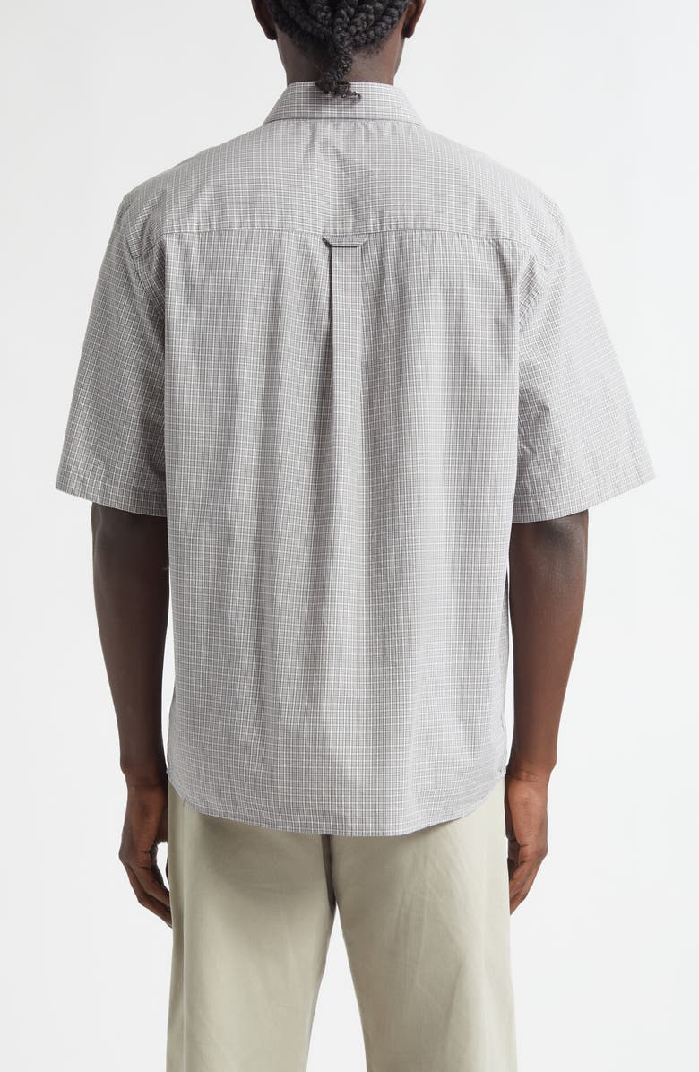 De Bonne Facture Painters Short Sleeve Organic Cotton Button-Up Shirt, Alternate, color, Grey Pin Check
