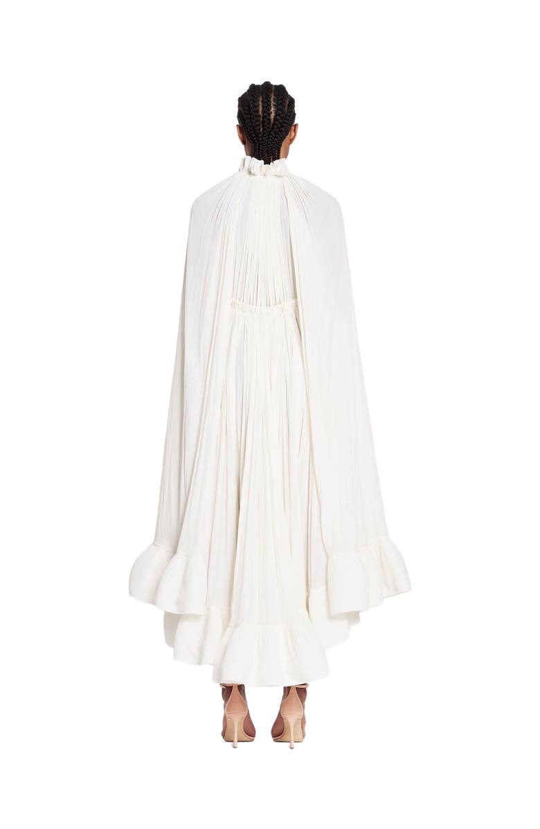 Lanvin Long Charmeuse Ruffle Dress, Alternate, color, Off White