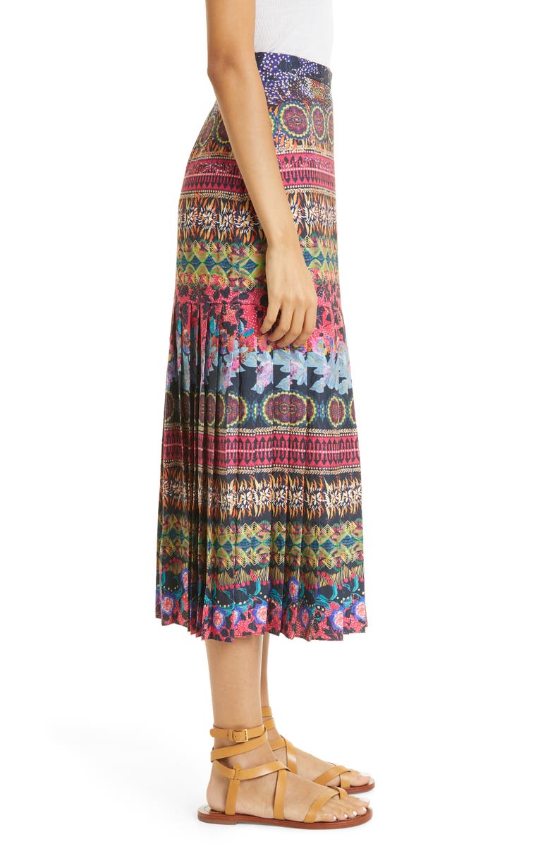 SALONI Geo Print Satin Midi Skirt, Alternate, color,