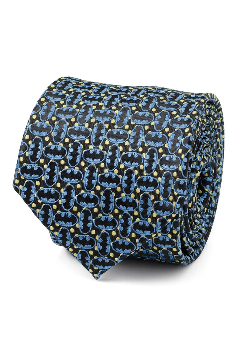 Batman Emblem Silk Blend Tie, Alternate, color, BLUE BLACK