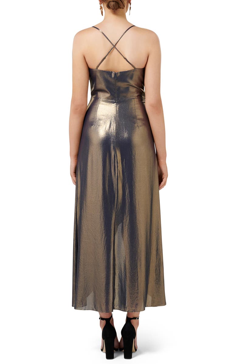 Ever New Charli Metallic Cowl Neck Maxi Dress, Alternate, color, 