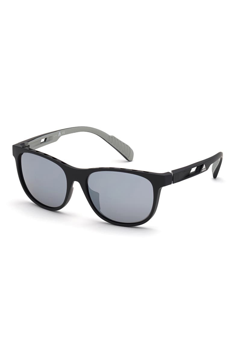 55mm Round Sunglasses, Alternate, color, MATTE BLACK / SMOKE MIRROR