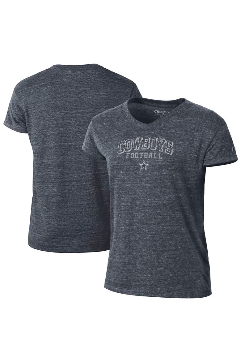 Women's Champion  Navy Dallas Cowboys Triumph Tri-Blend V-Neck T-Shirt, Main, color, Navy