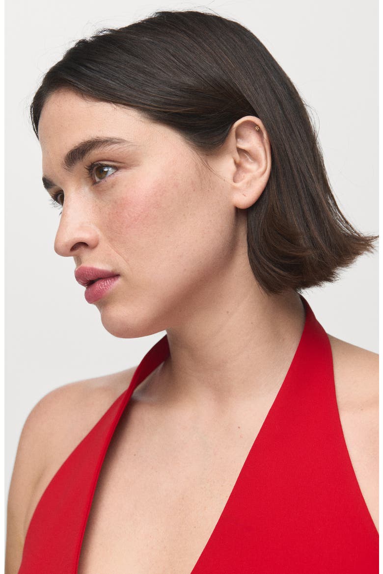 Pleated Halter Peplum Top, Alternate, color, RED