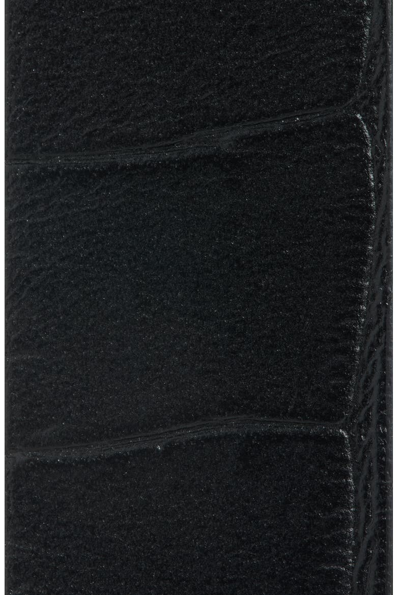 Cotswolds Croc Embossed Leather Belt, Alternate, color, BLACK/ GOLD HDW