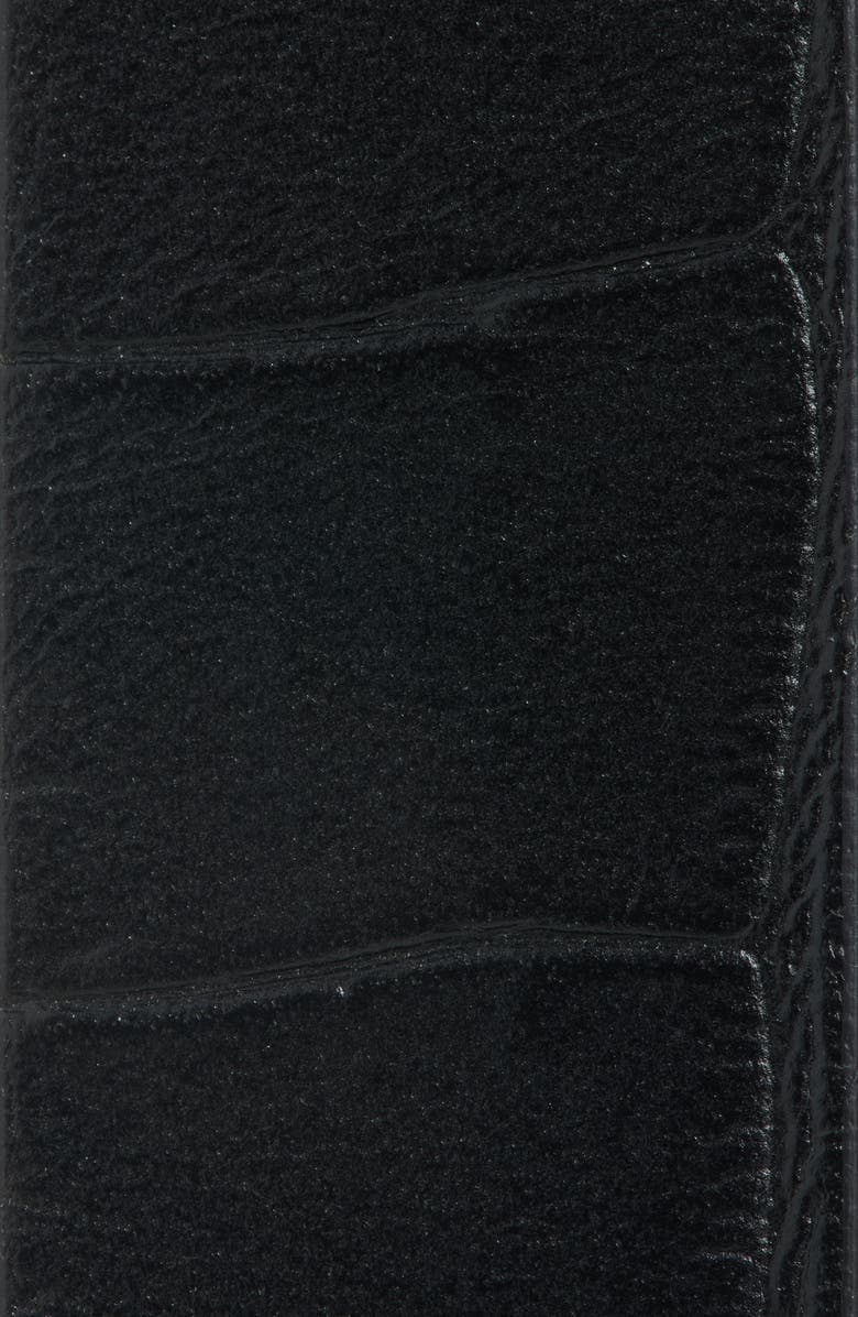 Burberry Cotswolds Croc Embossed Leather Belt, Alternate, color, Black/ Gold Hdw