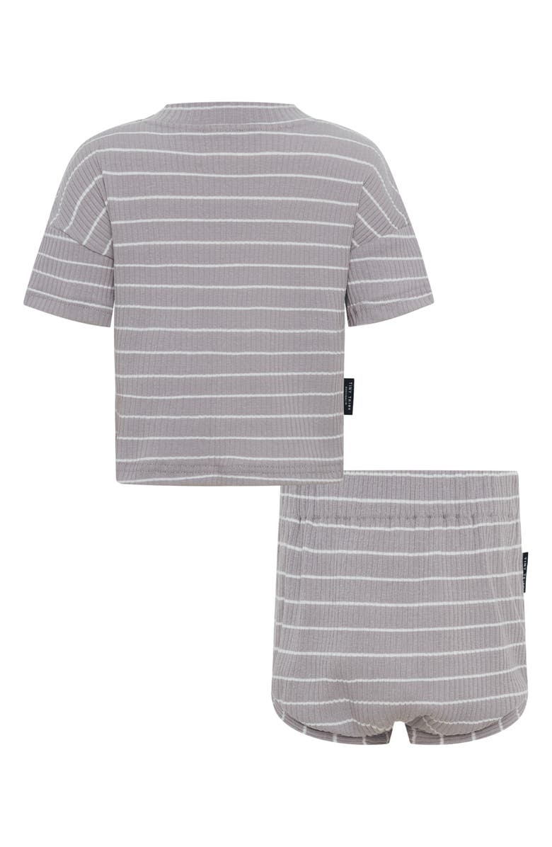 TINY TRIBE Stripe Rib T-Shirt & Shorts Set, Alternate, color, Grey
