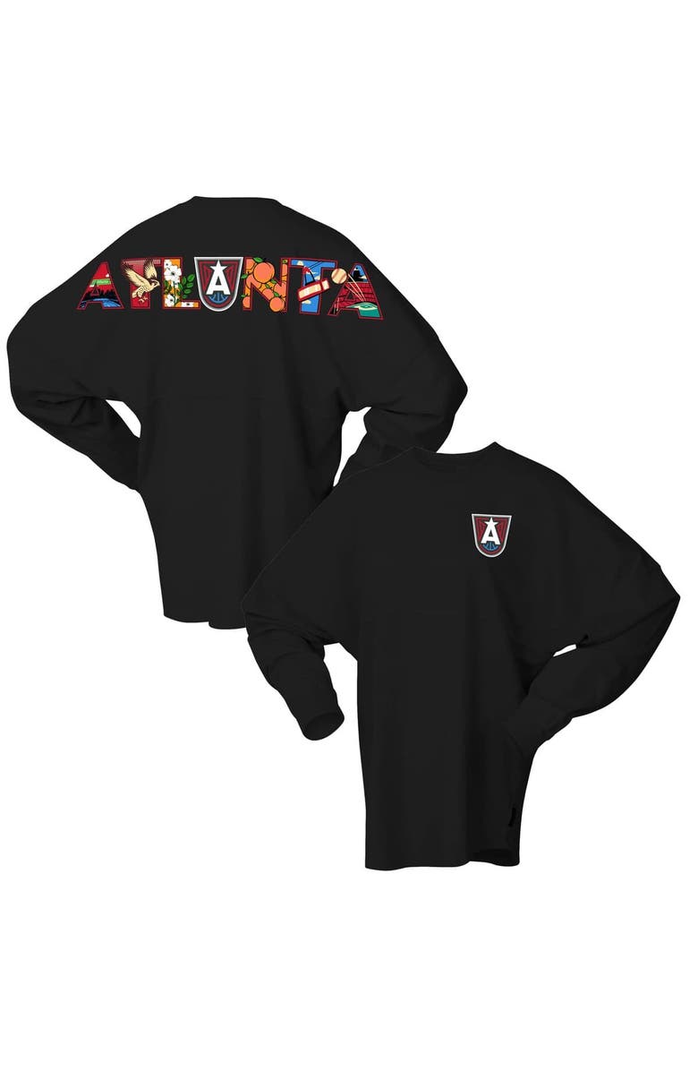 SPIRIT JERSEY Women's Spirit Jersey Black Atlanta Dream Oversized Preppy City Long Sleeve T-Shirt, Main, color, Black