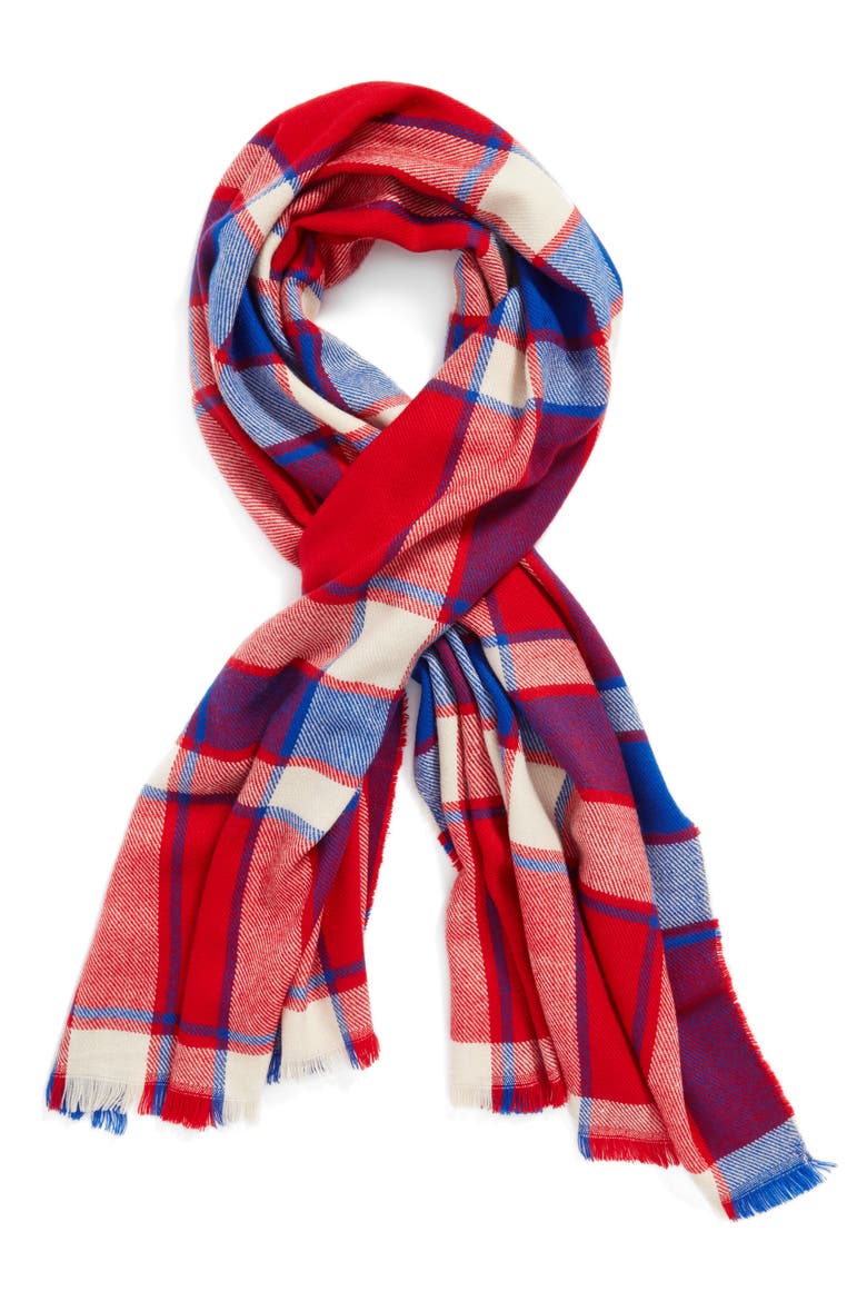 Plaid Scarf, Alternate, color, RED/ BLUE
