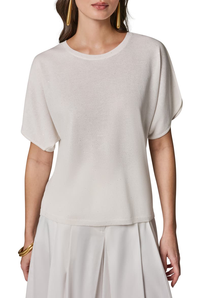 Slit Short Sleeve Sweater, Main, color, CREAM