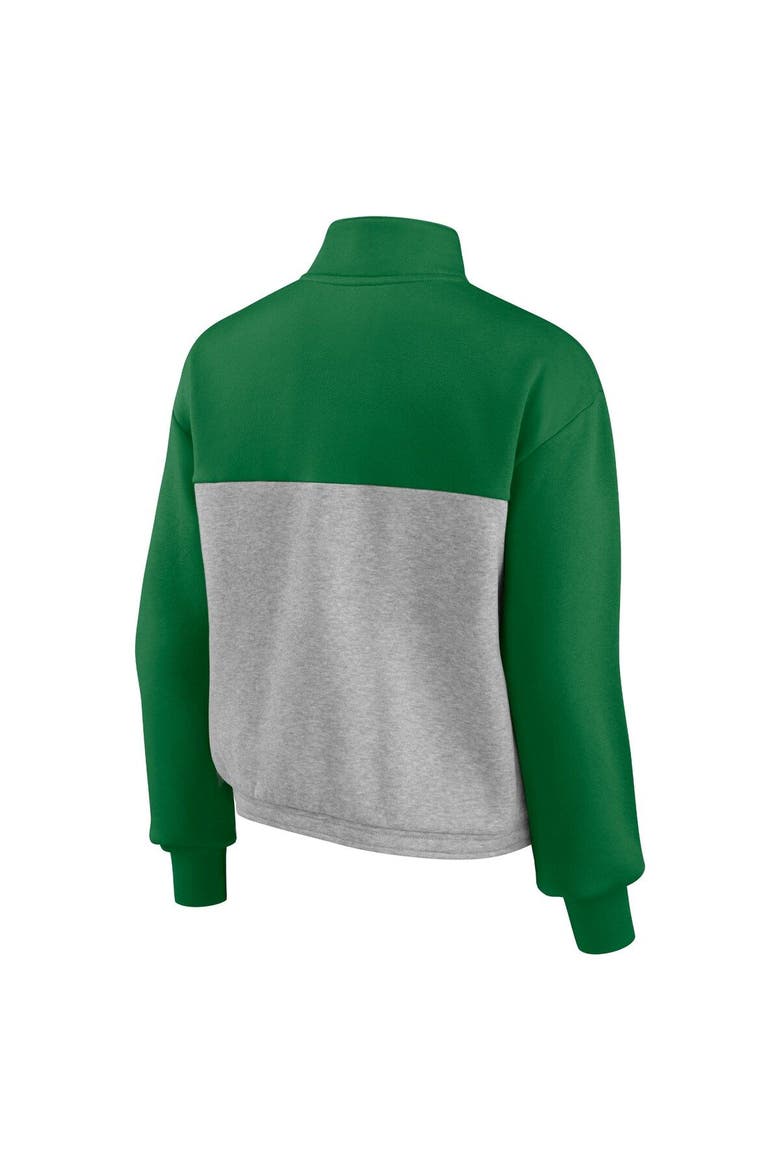 Women's Fanatics Branded Green/Heathered Gray Oregon Ducks Sideline to Sideline Colorblock Quarter-Zip Jacket, Alternate, color, Green