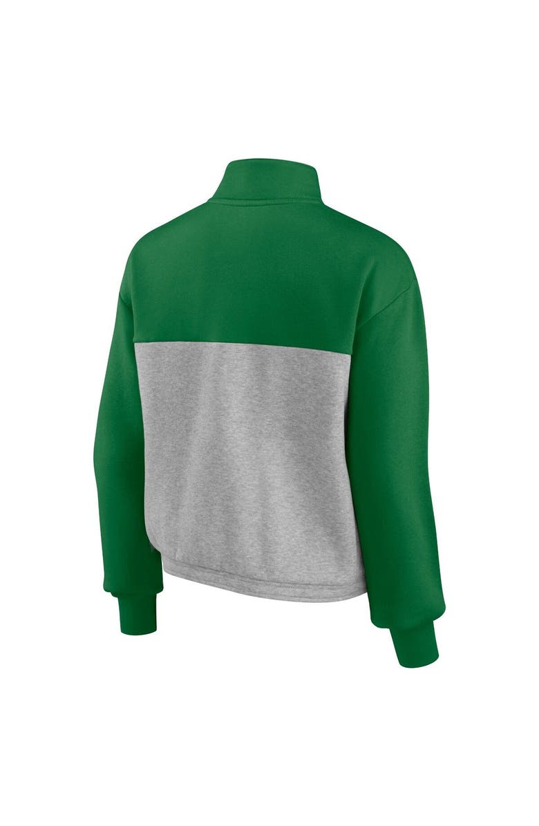 FANATICS Women's Fanatics Branded Green/Heathered Gray Oregon Ducks Sideline to Sideline Colorblock Quarter-Zip Jacket, Alternate, color, Green