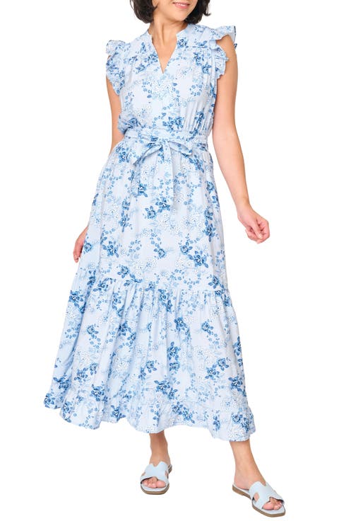 Floral Tie Waist Maxi Dress