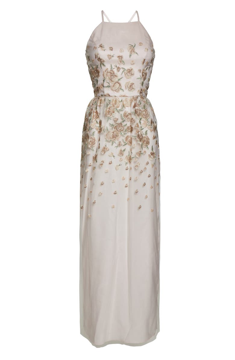 Chi Chi London Madelyn Embroidered Mesh Column Gown, Alternate, color, 