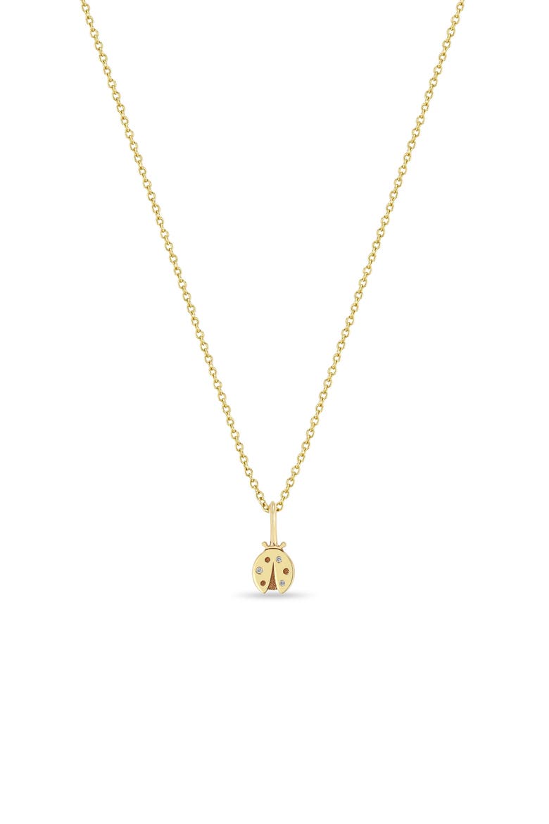 Midi Bitty Diamond Ladybug Charm, Alternate, color, YELLOW GOLD