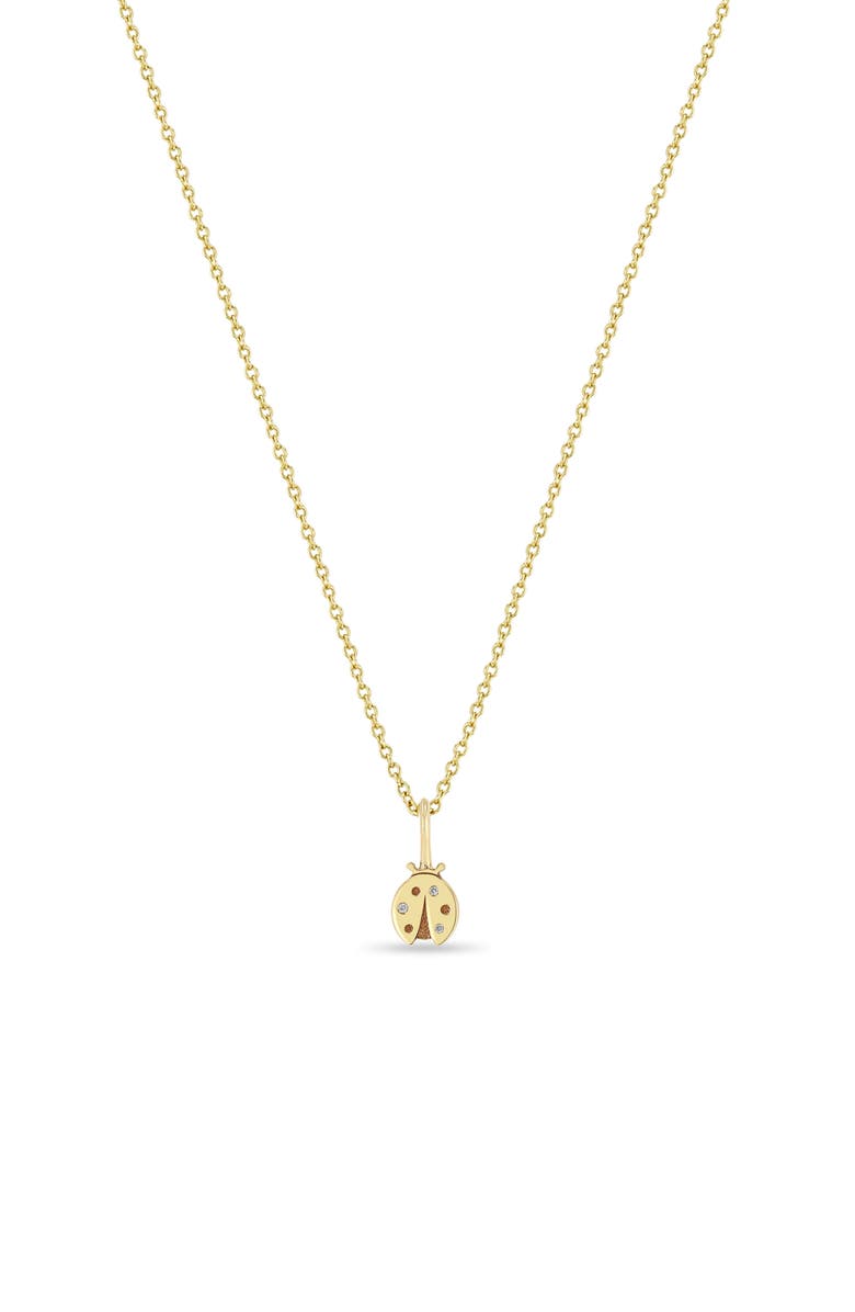 Zoë Chicco Midi Bitty Diamond Ladybug Charm, Alternate, color, Yellow Gold