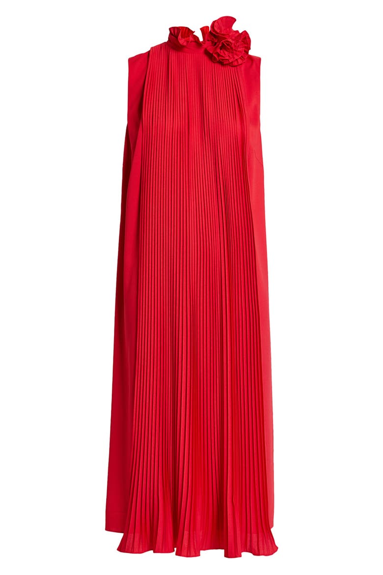 Pleated Sleeveless Ruffle Midi Dress, Alternate, color, RED