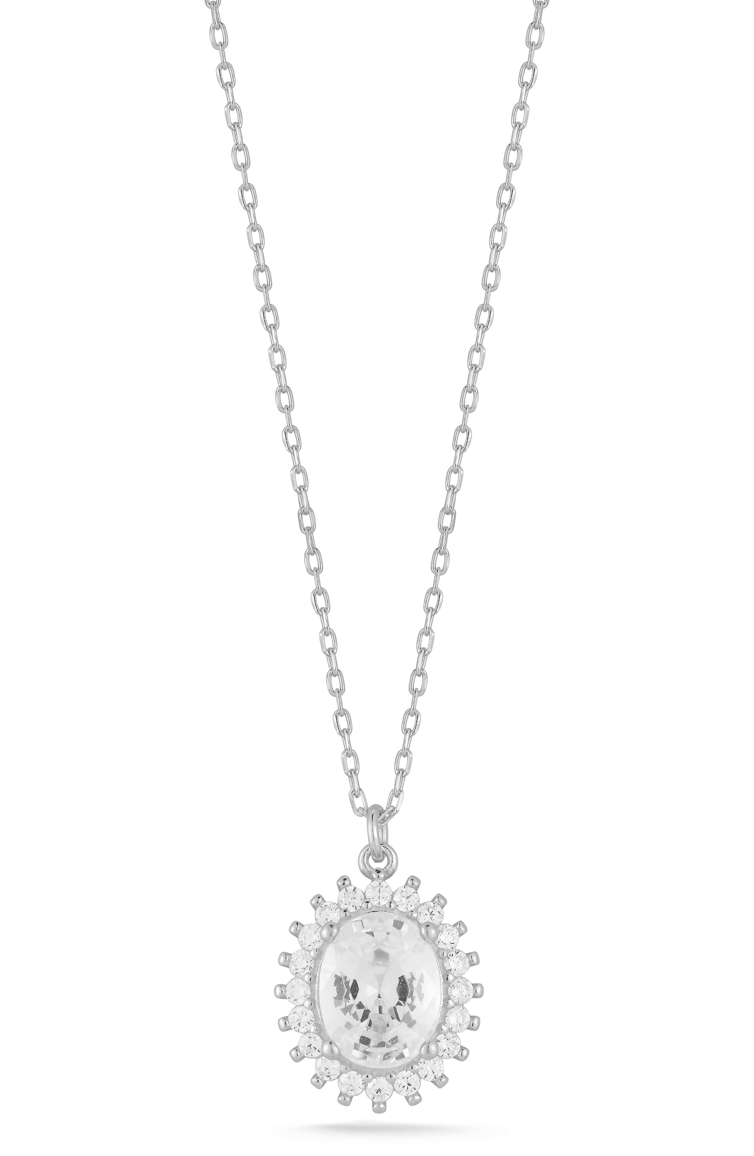 GLAZE JEWELRY Cubic Zirconia Halo Pendant Necklace