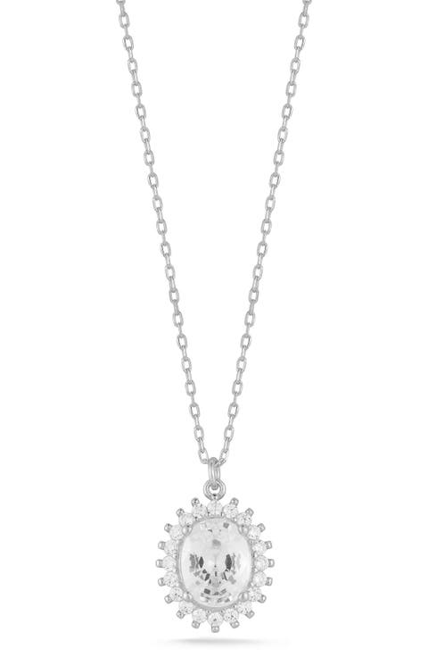 Cubic Zirconia Halo Pendant Necklace