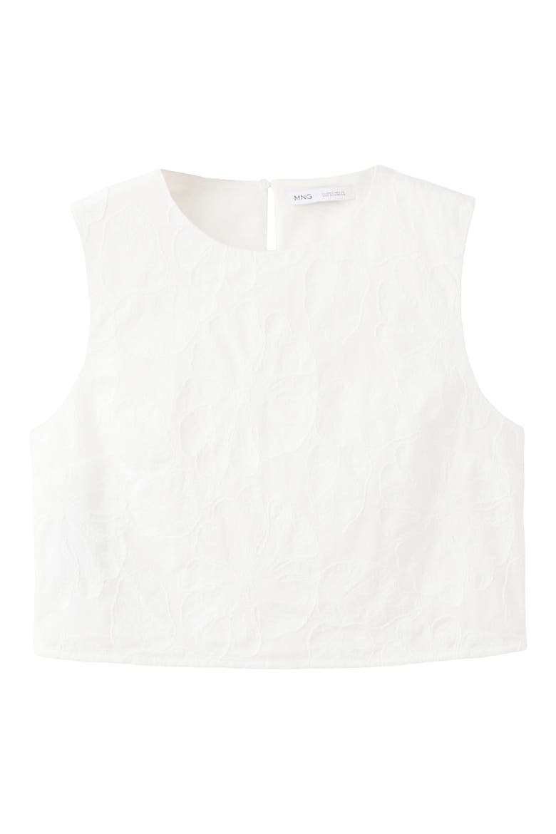Floral Embroidered Cotton Crop Top, Alternate, color, WHITE