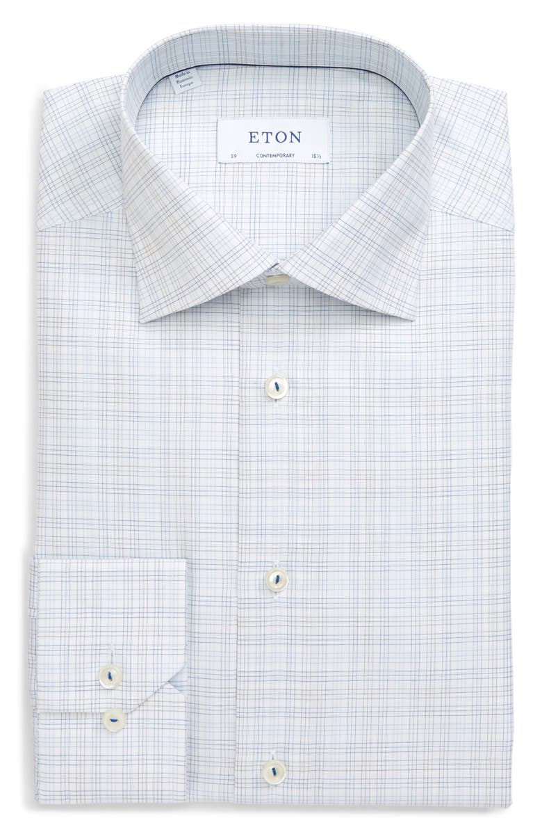Eton Contemporary Fit Plaid Dress Shirt, Alternate, color, 