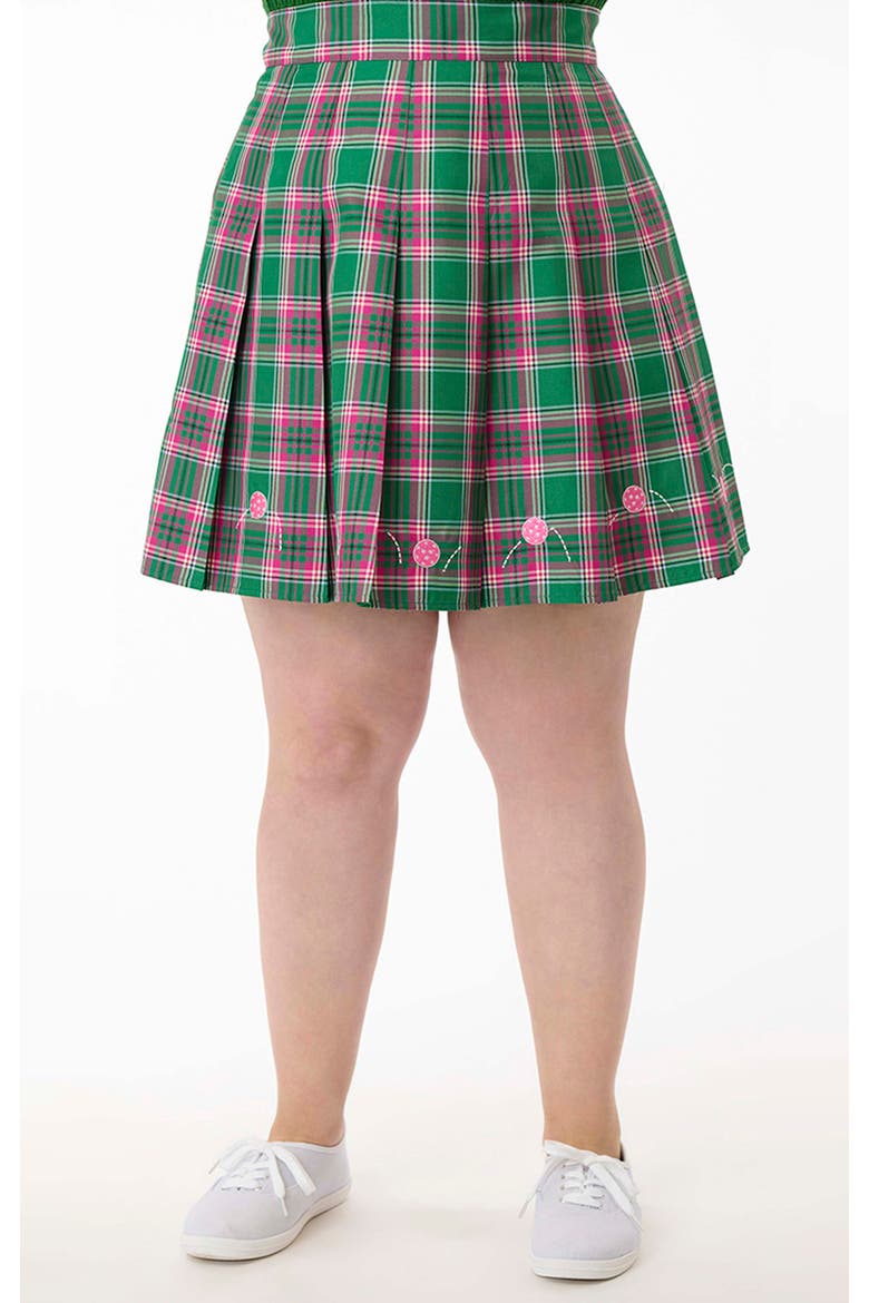 Plus Size Pleated Mini Skirt, Main, color, Green Plaid