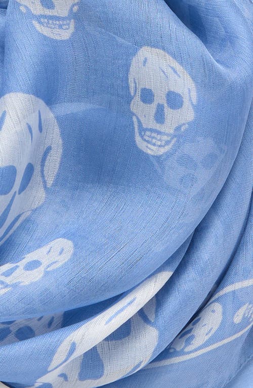 Alexander Mcqueen Mcqueen Skull Print Silk Scarf In 4878 Print Blue/ivory