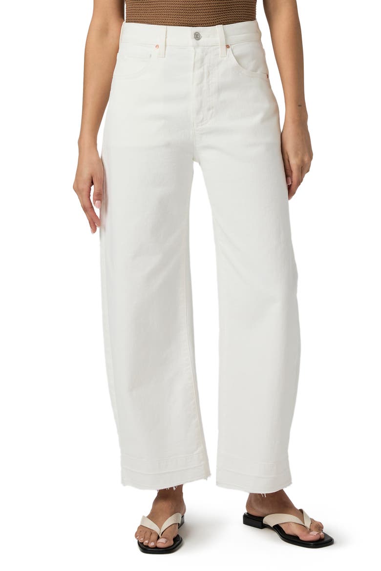 Arellia Ankle Barrel Leg Jeans, Main, color, TONAL ECRU WIDE UNDONE HEM