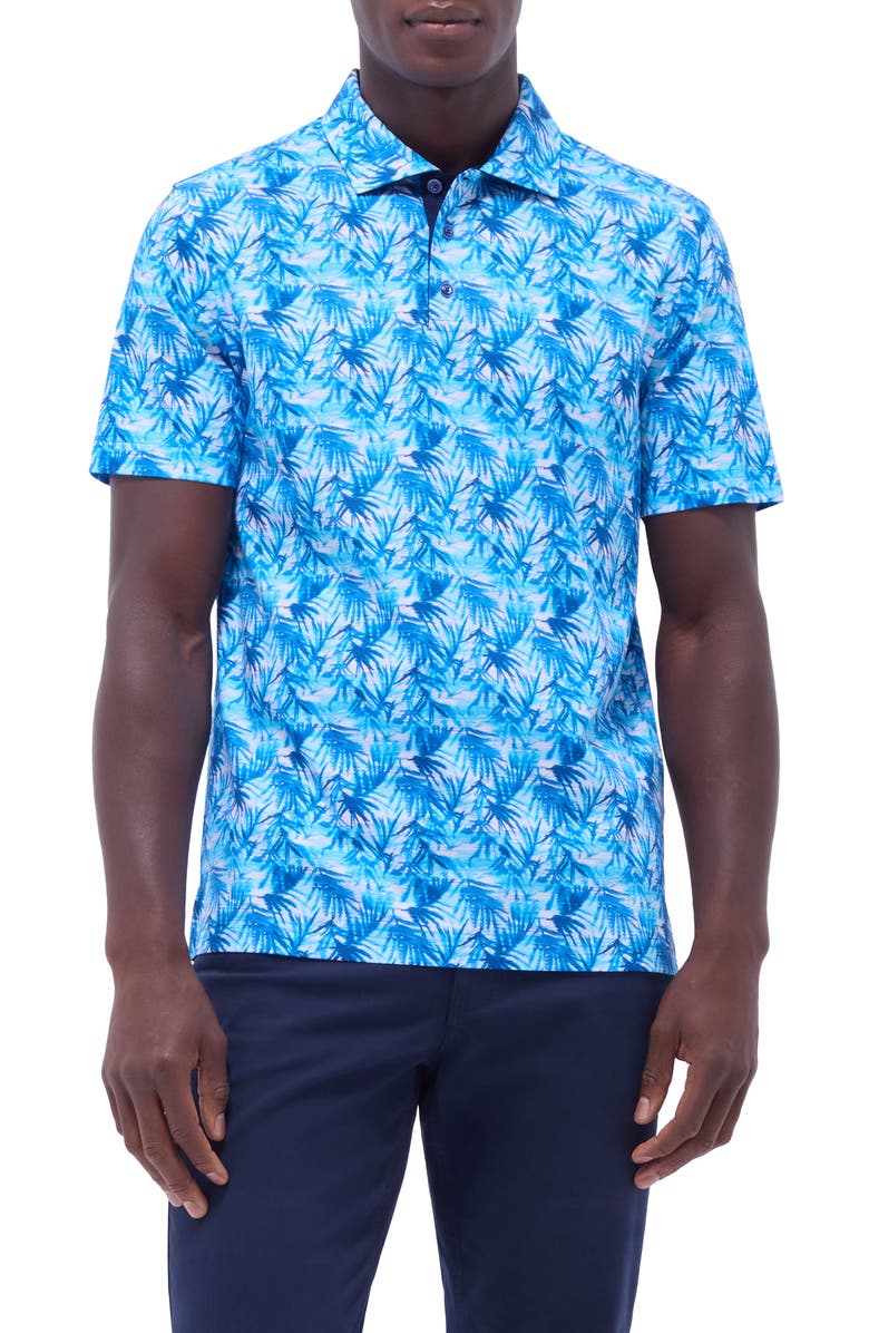 Bugatchi Hendrix Digital Leaf Print Pima Cotton Polo, Main, color, 